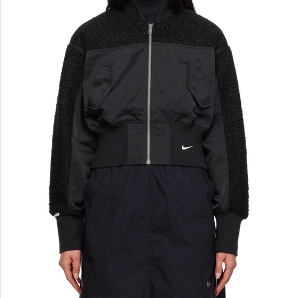 Nike Cropped paneled shell and bouclé bomber jacket - Picture 14 of 16